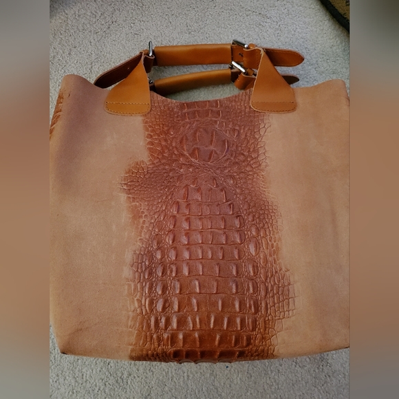 NEW Sharo Genuine Leather Deleite Large Tote Handbag Made in Italy - Picture 1 of 10